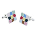 Bauhaus Inspired Multi Coloured Checkerboard Cufflinks - Multicoloured One Size - Gift Boxed - Groom Cufflinks
