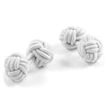 Elastic Classic Knot Cufflinks - Easy and Smart Application to Double Cuffed Shirts - Silk White - Shirt Accessory for Men - Mens Cuff Links