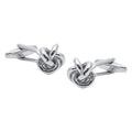 Elastic Classic Knot Cufflinks - Easy and Smart Application to Double Cuffed Shirts - Rhodium Plated Silver - Gift Boxed - Formal Shirt Cuff Links