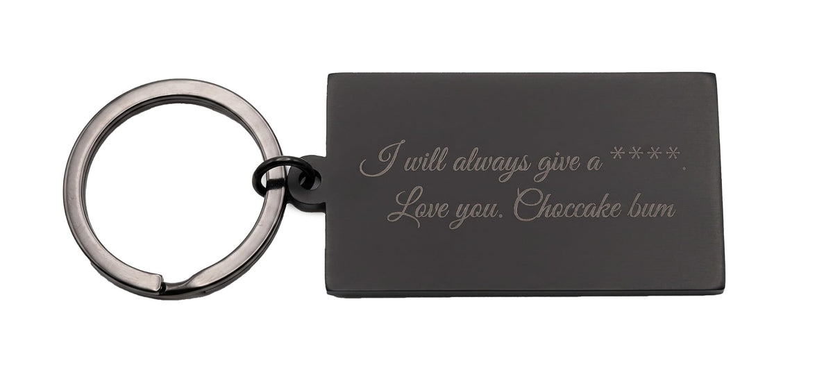Custom Engraved Keychain - I love the poo out of you - With a custom message on the back - Gold - Gold Tone Standard - With Gift Tin - Novelty Keychain