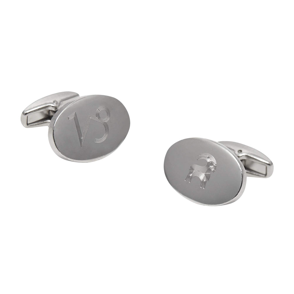 Capricorn Zodiac Glyph and Modern Symbol Engraved Cufflinks - Stainless Steel - Shirt Accessory for Men - Boxed Cufflinks Gift Set
