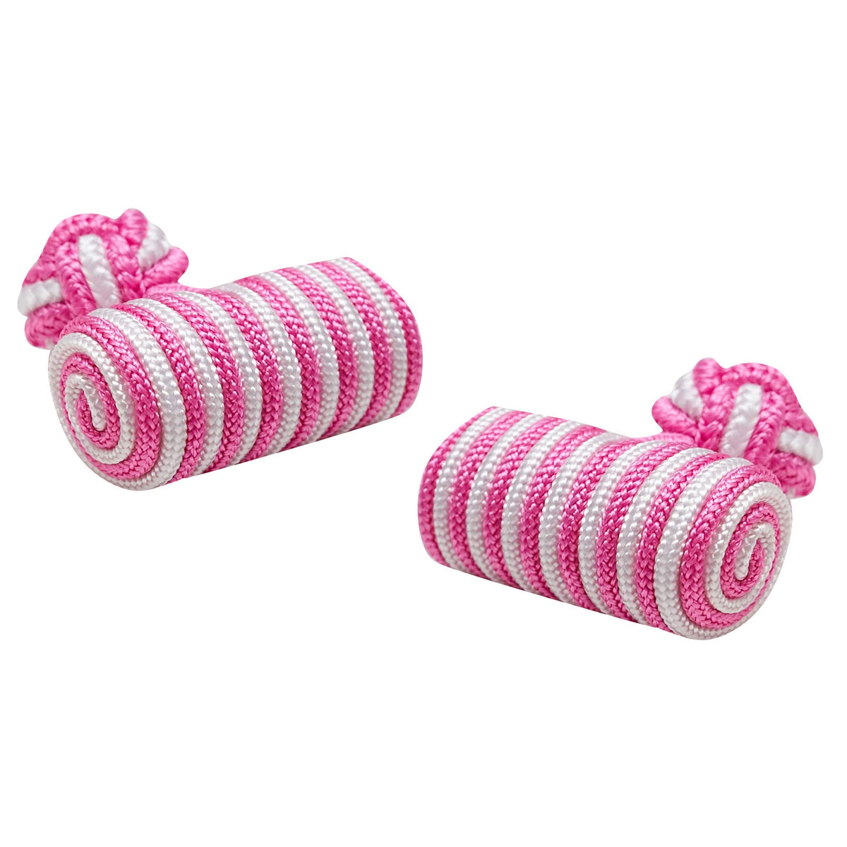 Silk Knot Cufflinks with a Barrel end - Extra Style - Choice of Colours - Cloth Pink - Shirt Accessory for Men - Groom Cufflinks - Fathers Day Gift for Dad