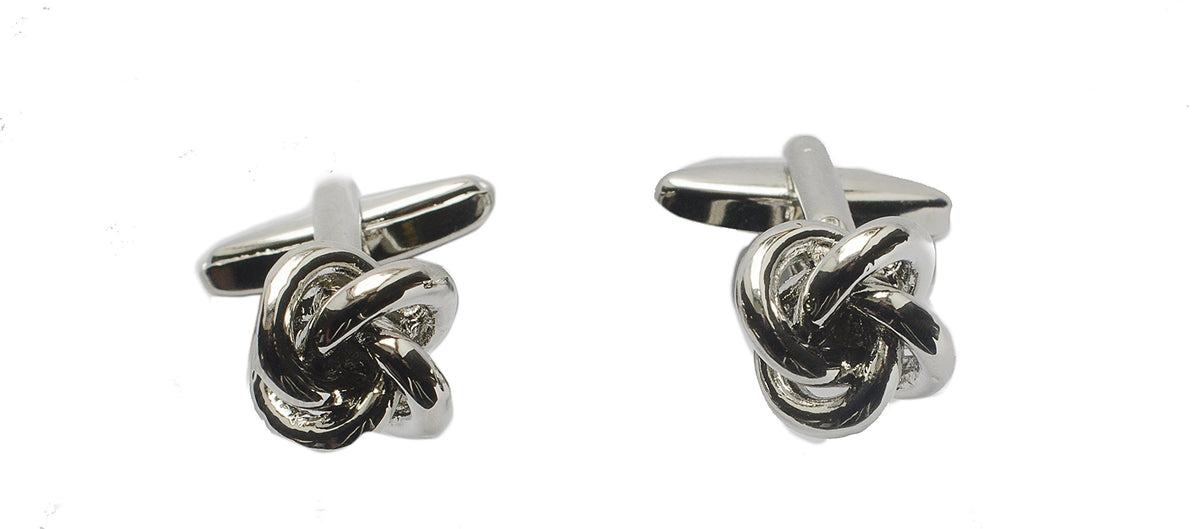 Classic Knot cufflinks in Metal - Rhodium Polished - Base Metal - Novelty Gift for Him - Wedding Cufflinks - Mens Cuff Links