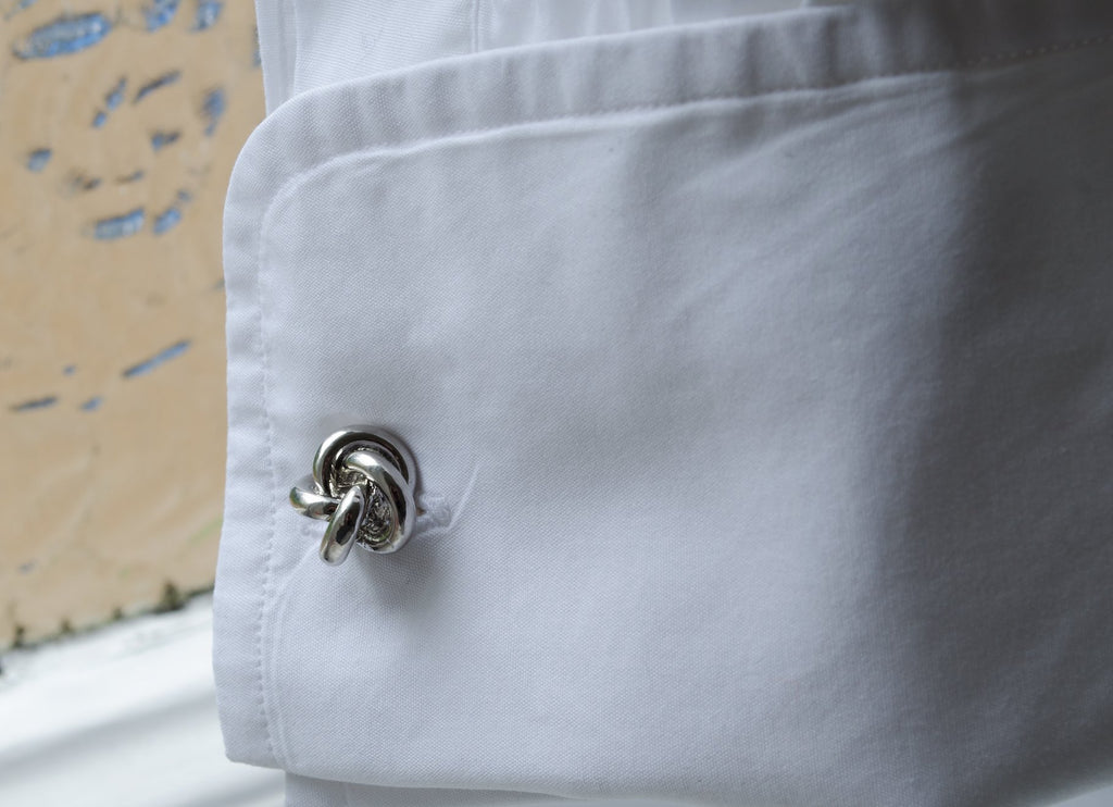 Classic Knot cufflinks in Metal - Rhodium Polished - Base Metal - Novelty Gift for Him - Wedding Cufflinks - Mens Cuff Links