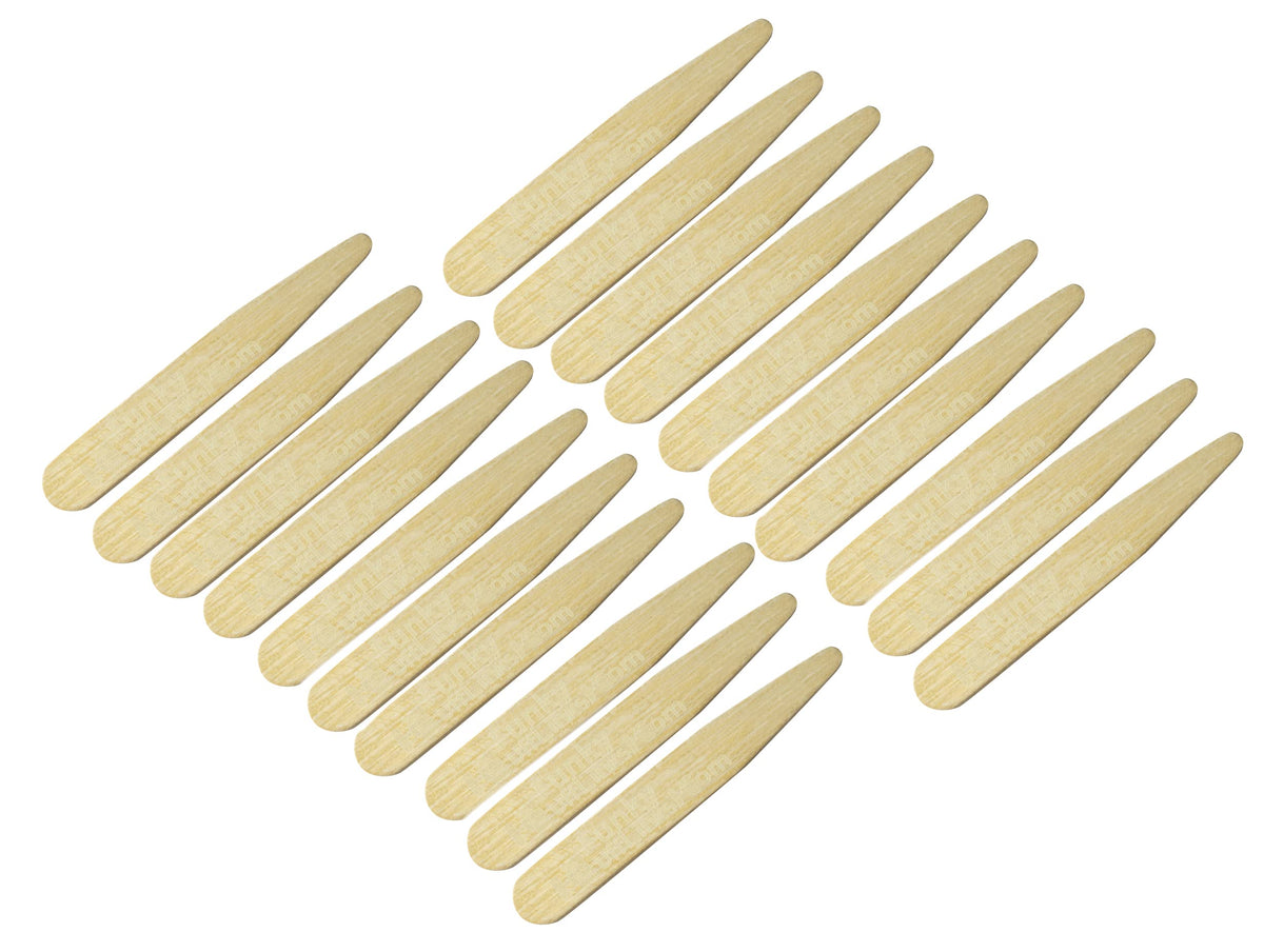 Brass Collar Stays, 20 Pack / 54mm – Reusable Metal Shirt Stiffeners for Men – Rounded Corners – Smart Crisp Collar