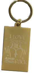 Custom Engraved Keychain - I love you to the Moon and Back - With a custom message on the back - Steel Grey - Gold Tone Standard - With Gift Tin