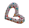 Off Centre White Heart with Multi Coloured Crytals on Neckcord Gift - Silver - Keepsake - Birthday Gift Idea
