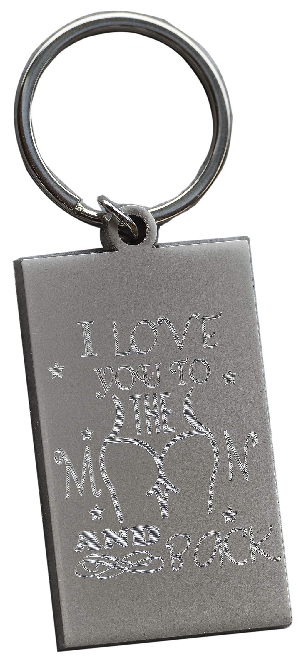 Custom Engraved Keychain - I love you to the Moon and Back - With a custom message on the back - Steel Grey - Standard - Personalised Keepsake