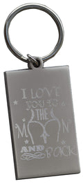 Custom Engraved Keychain - I love you to the Moon and Back - With a custom message on the back - Steel Grey - Standard - Personalised Keepsake