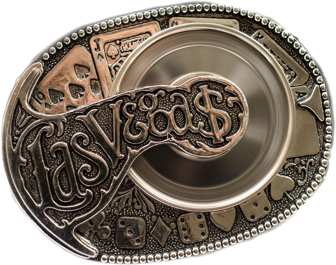 Casino Belt Buckle with Spinning Roulette Wheel