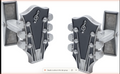 Guitar HeadStock Cufflinks with 3D Pegs and Gift Box