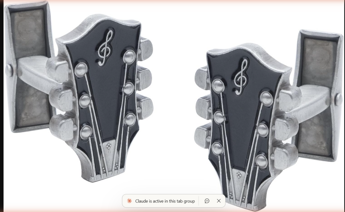 Guitar HeadStock Cufflinks with 3D Pegs and Gift Box