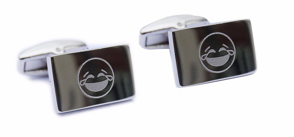 Stainless steel cufflinks engraved with emoji faces – view 6