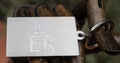Queen Elizabeth II royal cypher engraved on a steel keyring