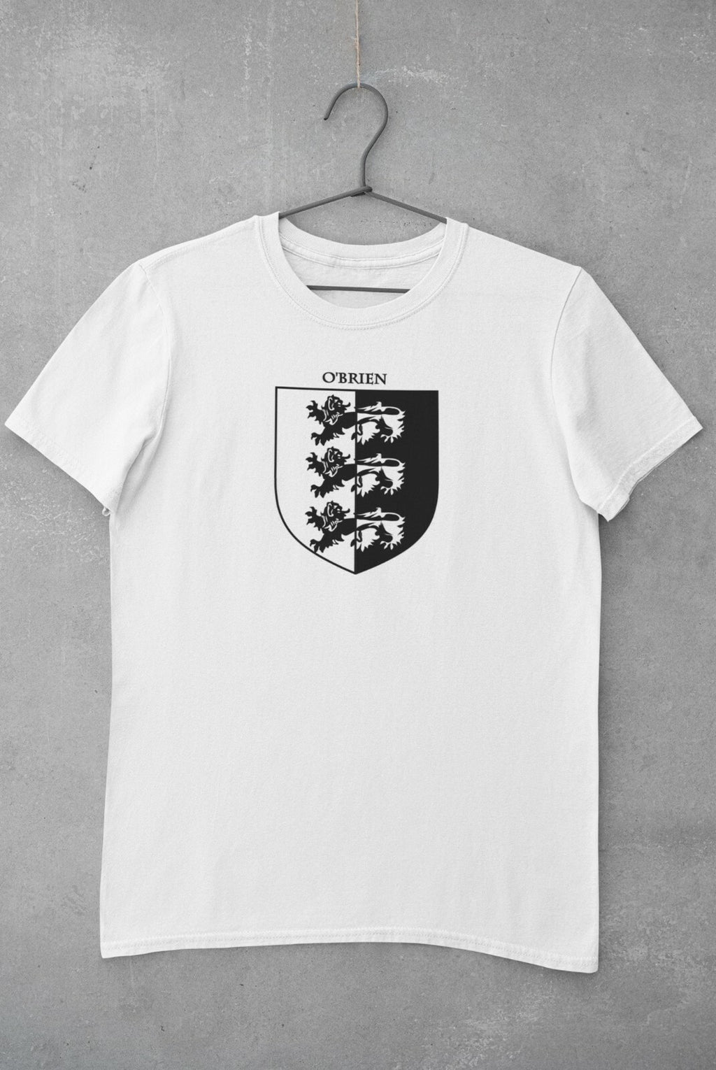 O'Brien family crest printed on a white cotton T-shirt – view 2