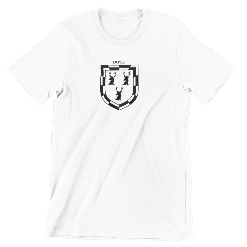 Doyle family crest printed on a white cotton T-shirt