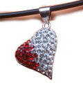 Sterling silver heart pendant with crystals on an 18 inch black cord – Red Crystals