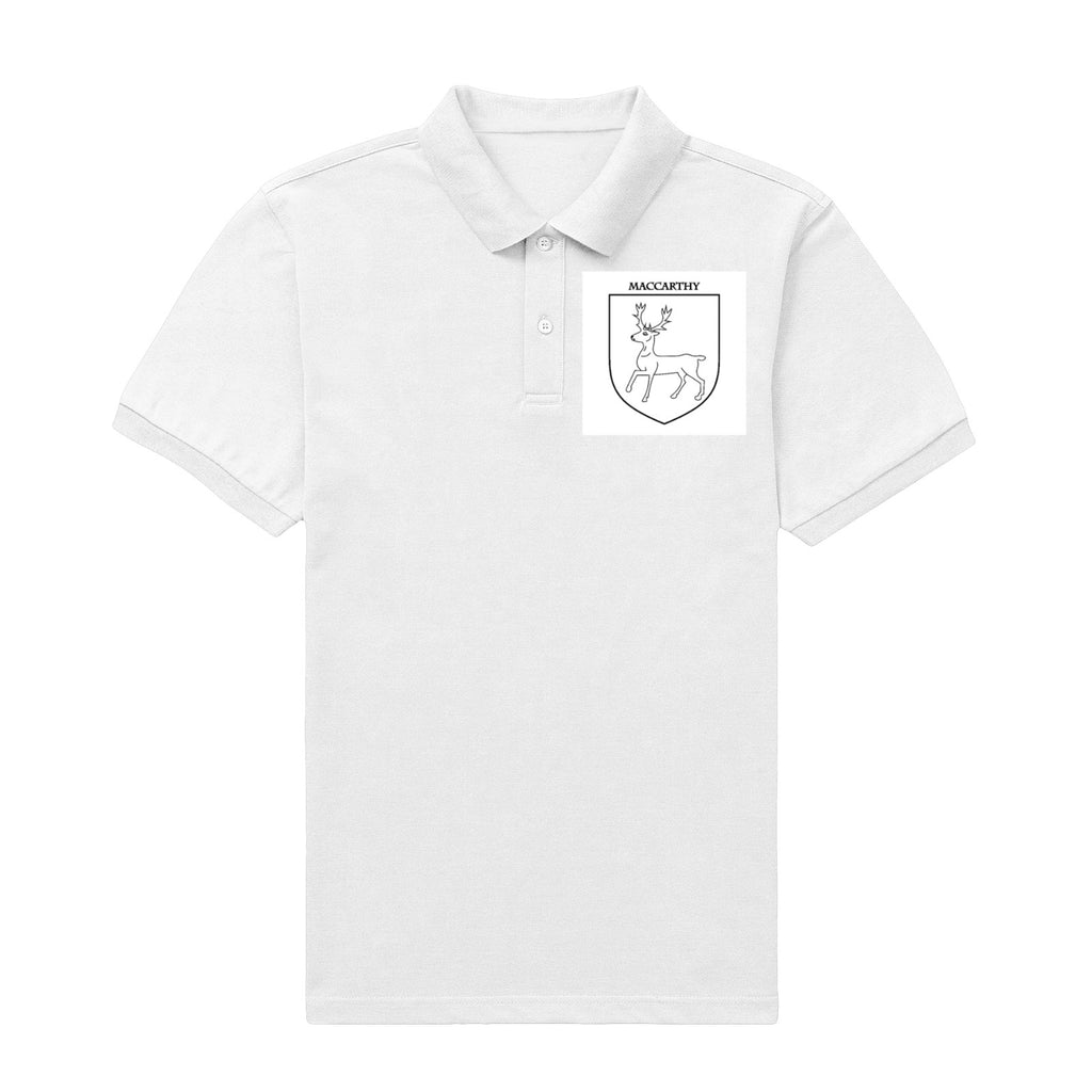 MacCarthy family crest printed on a white cotton T-shirt