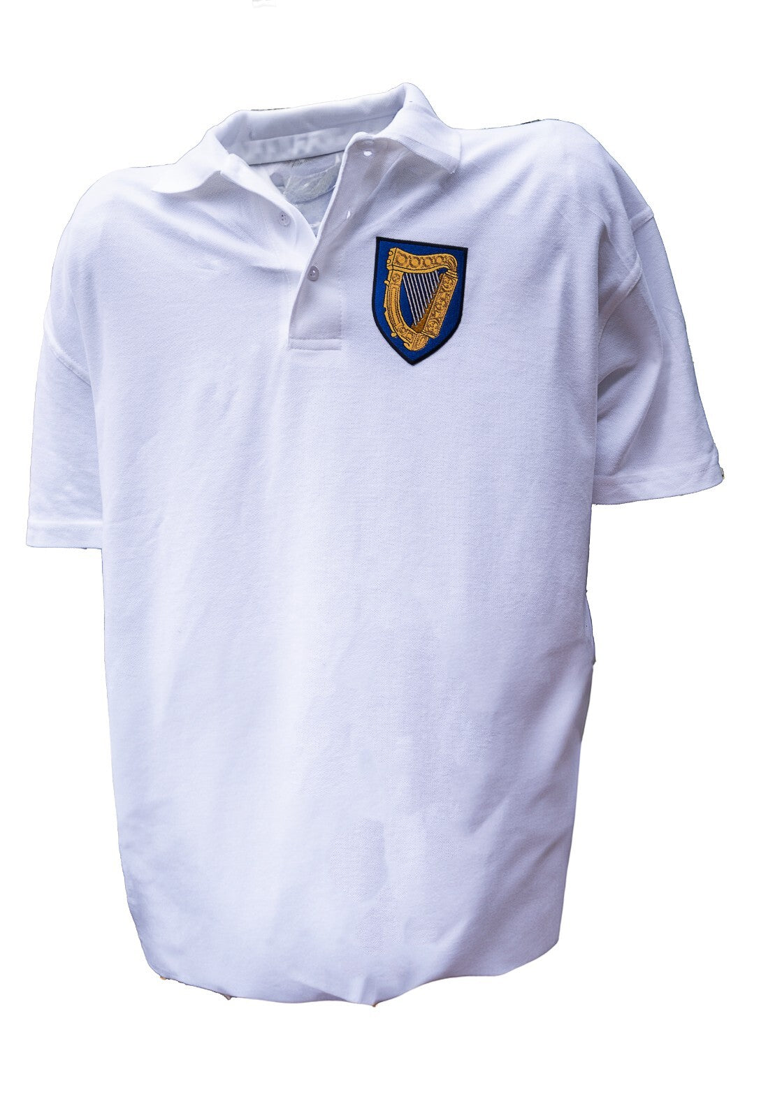 Cotton polo shirt with the Irish coat of arms harp badge embroidered on the chest – view 6