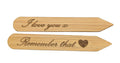 Bamboo collar stays laser engraved with a personal message in Palace Script