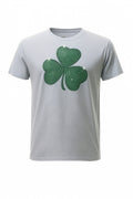 Ash grey T-shirt with sparkling crystal shamrocks front and back
