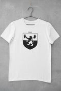 Daly family crest printed on a white cotton T-shirt