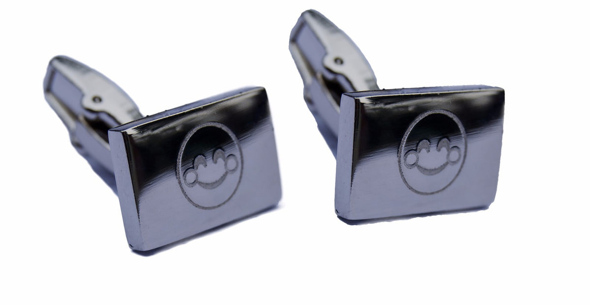 Stainless steel cufflinks engraved with emoji faces – view 5