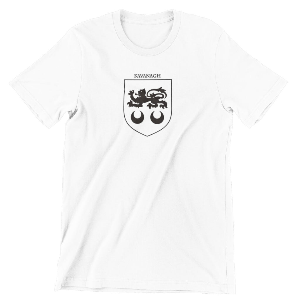 Kavanagh family crest printed on a white cotton T-shirt