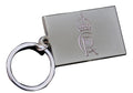 King Charles III royal cypher engraved on a silver plated keyring