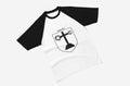 Martin family crest raglan T-shirt in black and white