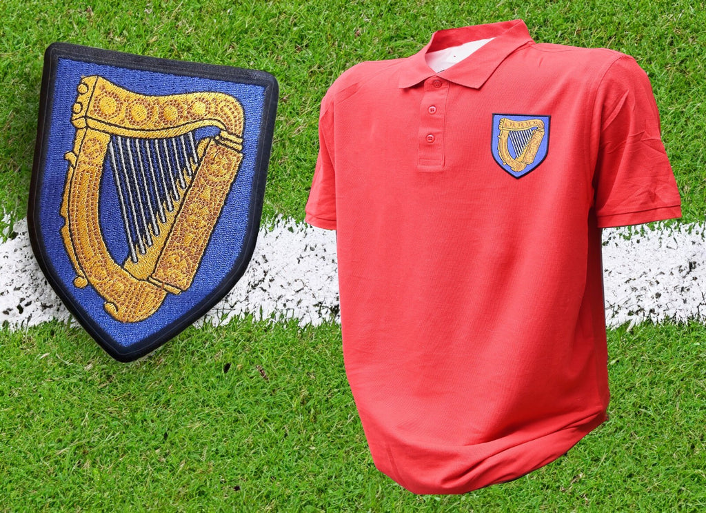 Cotton polo shirt with the Irish coat of arms harp badge embroidered on the chest – view 3