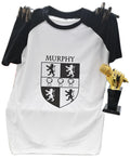 O'Sullivan family crest raglan T-shirt in black and white
