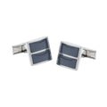 Silver tone square cufflinks set with dark cat's eye stones