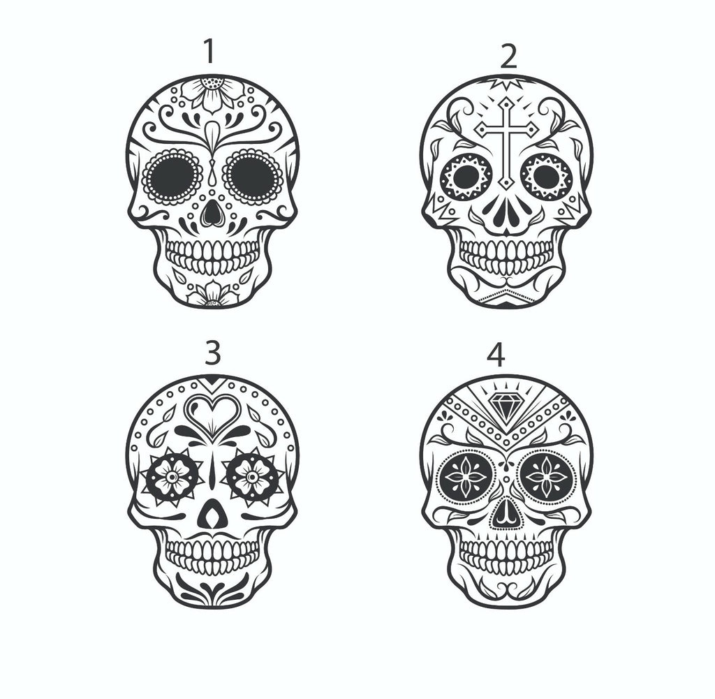 Black flip-top lighter engraved with Day of the Dead sugar skull designs – view 5