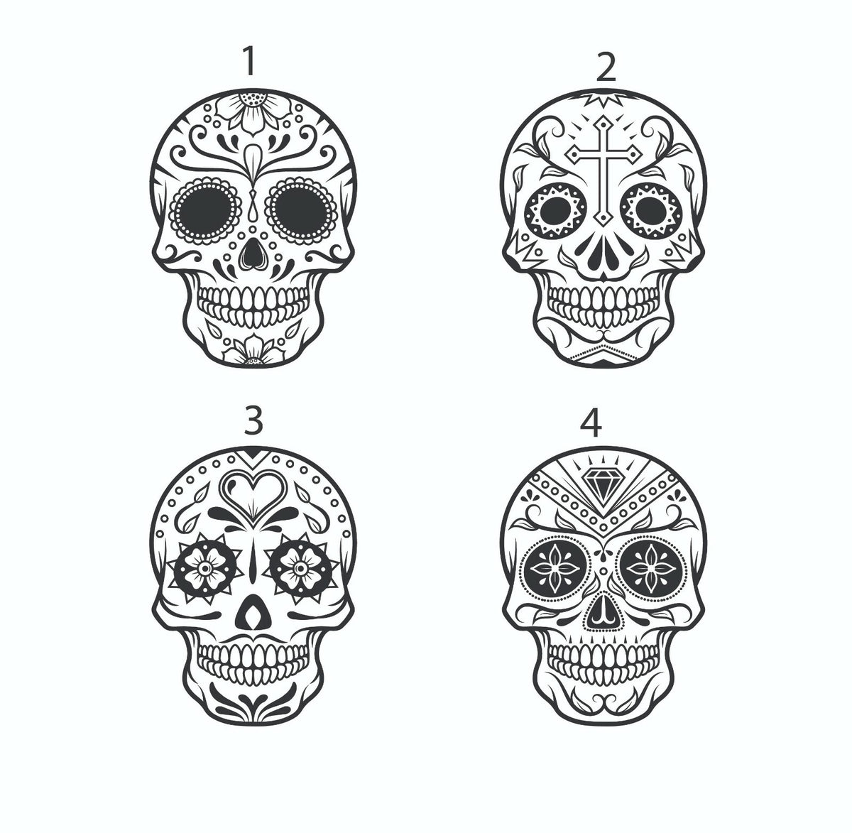 Black flip-top lighter engraved with Day of the Dead sugar skull designs – view 5