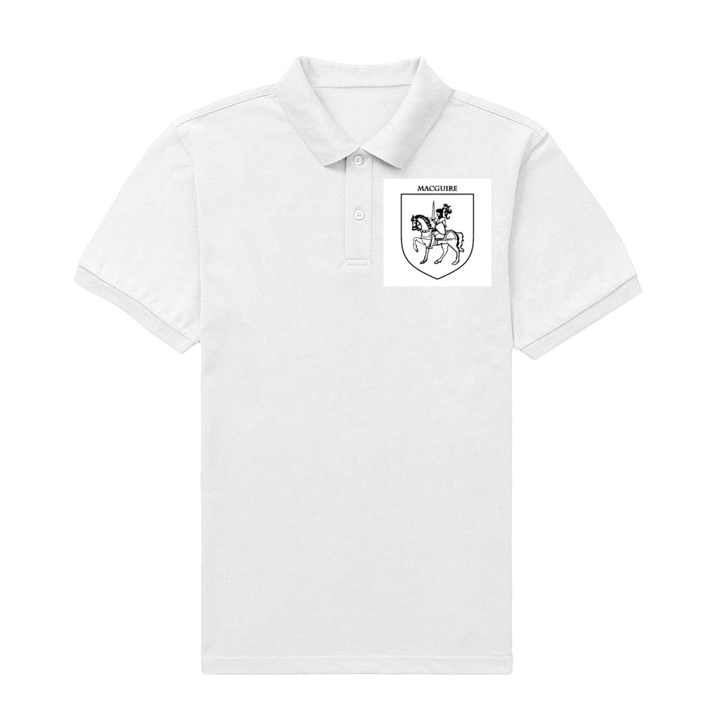 MacGuire family crest printed on a white cotton T-shirt