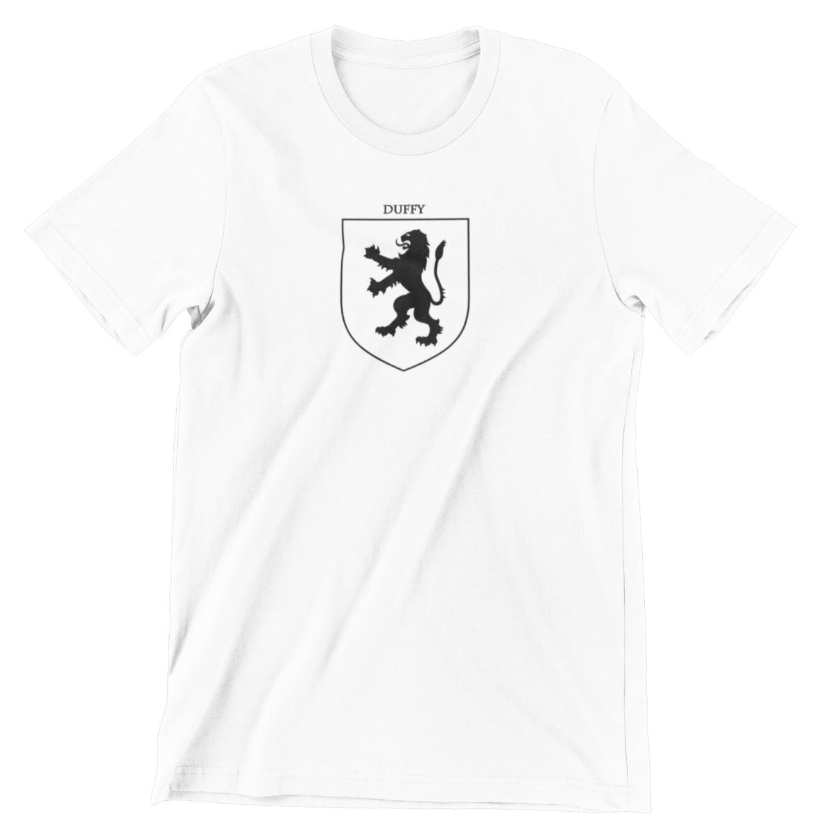 Duffy family crest printed on a white cotton T-shirt