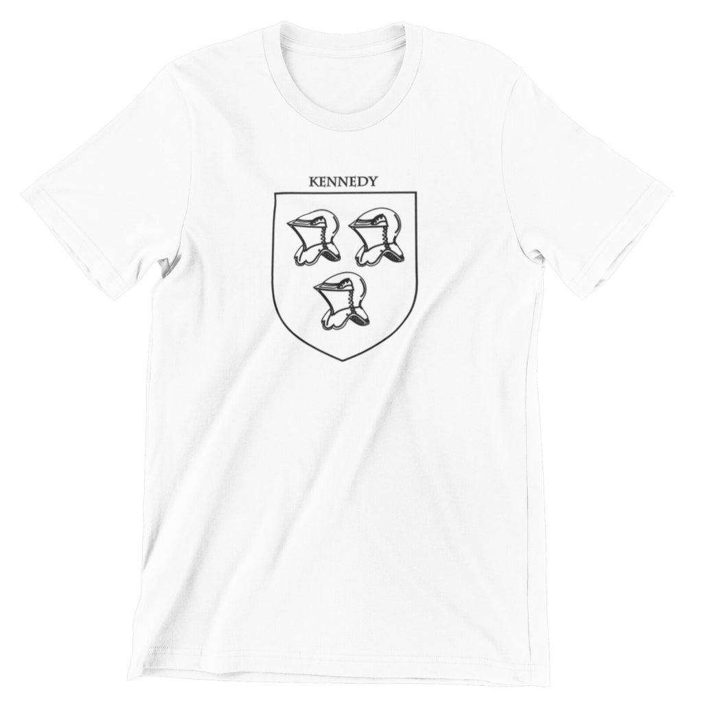 Kennedy family crest printed on a white cotton T-shirt