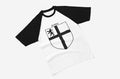 Burke family crest raglan T-shirt in black and white
