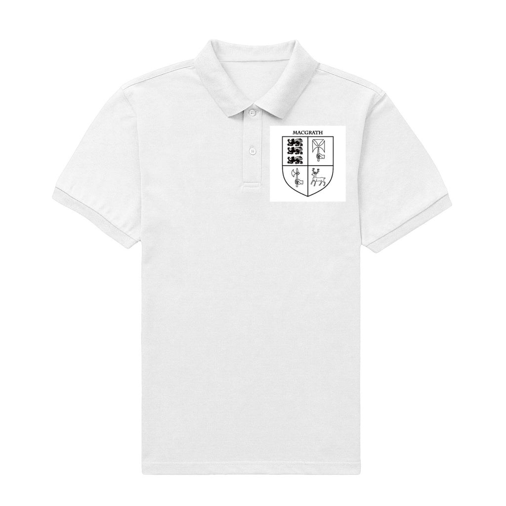 MacGrath family crest printed on a white cotton T-shirt