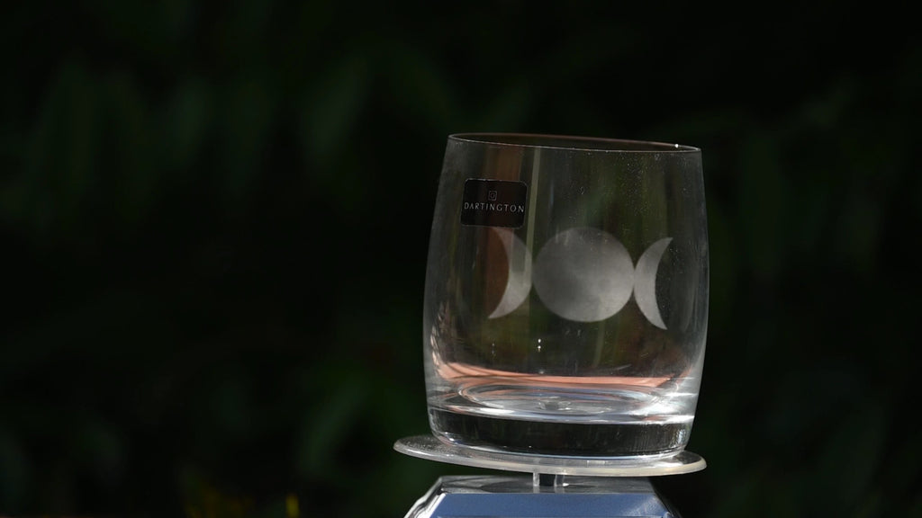 Moon phases engraved on a Dartington Crystal tumbler – view 2