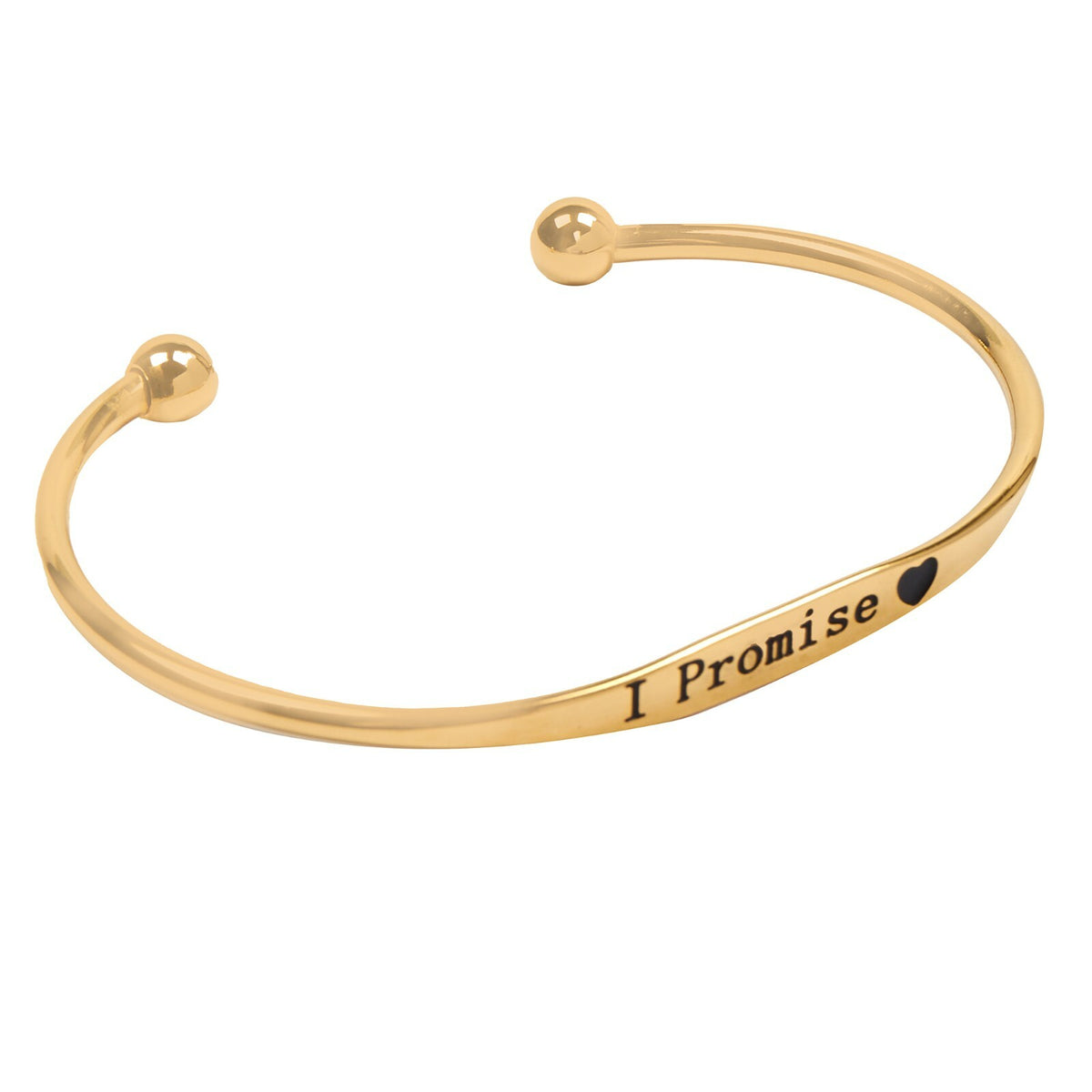 Cuff bracelet engraved with the words I promise and a heart – view 4