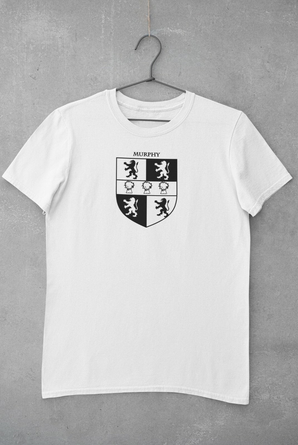 Murphy family crest printed on a white cotton T-shirt – view 2