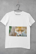 White cotton T-shirt printed with a fox graphic